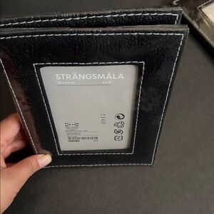 IKEA Black Leather Frame with White Stitching, 3 piece set : New